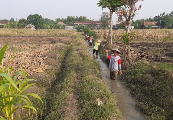 Kerja Bhakti Pembersihan Saluran Air Blok Sasem Desa Johorejo 